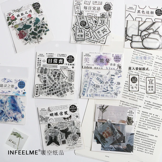 

40 Pcs/bag Nature Floral Washi Paper Stationery Sticker Set Decorative Label For Scrapbooking Diary Album Notebook Journal
