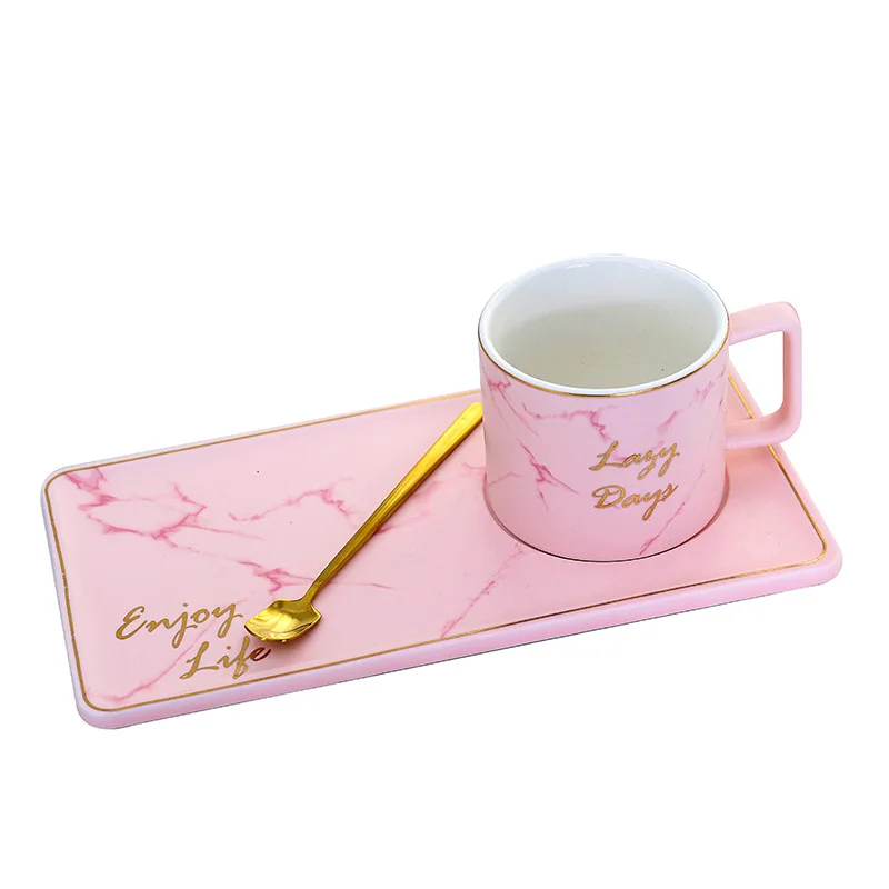 pink Set LEKOCH Aurora жемчужное покрытие керамические послеобеденные черные чайные чашки и блюдца с ложкой кофейная чашка с лотком фарфоровая посуда для напитков набор - Цвет: pink Set