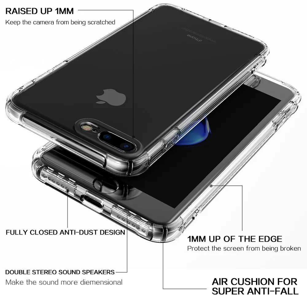 Чехол для iPhone 8 Plus чехол 7 [амортизация] усиленные углы на мягком бампере из ТПУ