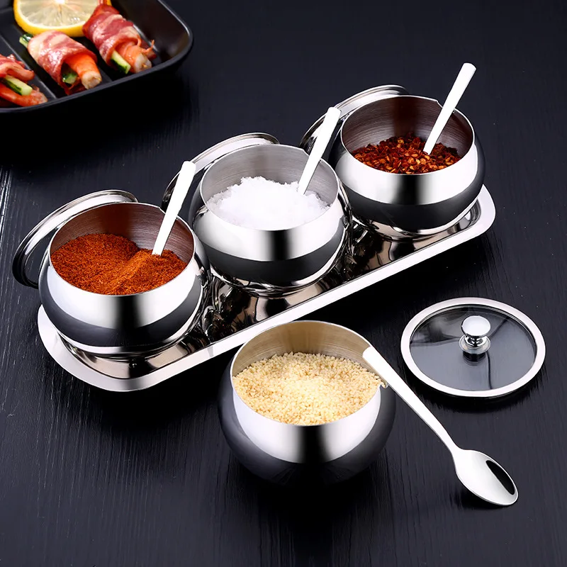 Master Star 3Pcs/set Spice Tins Good Quality High Capable Drum Type Jar Container Condiment Ingredient | Дом и сад