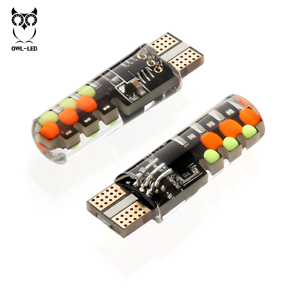 2 шт светодиодные лампочки RGB T10 W5W светодиодный свет автомобиля с удаленного