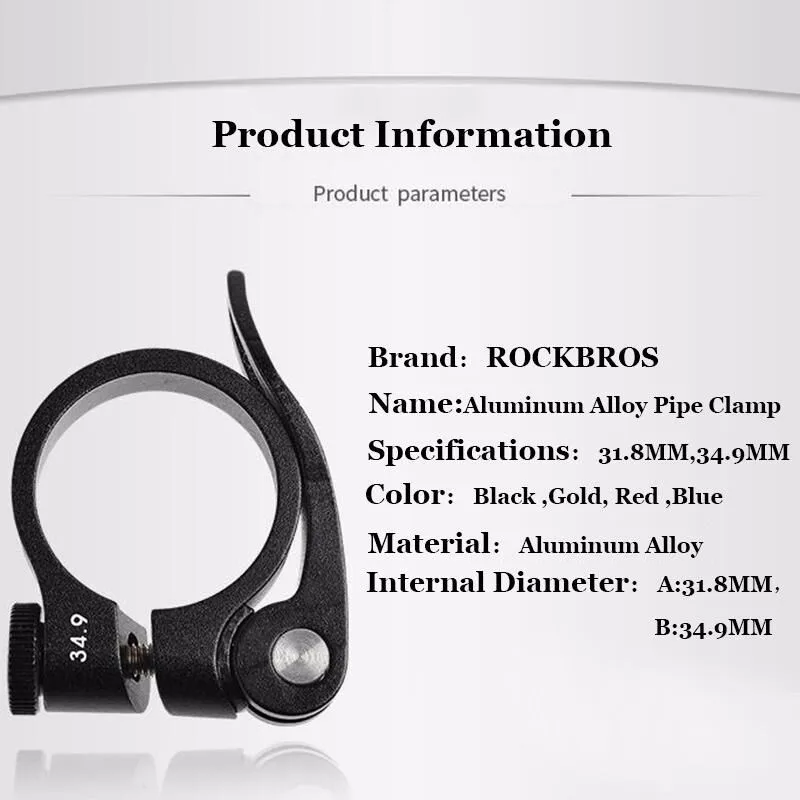 ROCKBROS Алюминий сверхлегкий горный велосипедный Подседельный штырь головка с зажимом быстрого крепления крепежной площадки для MTB велосипеда подседельный штырь зажим 31,8 мм 34,9 мм велосипедный вынос руля Запчасти