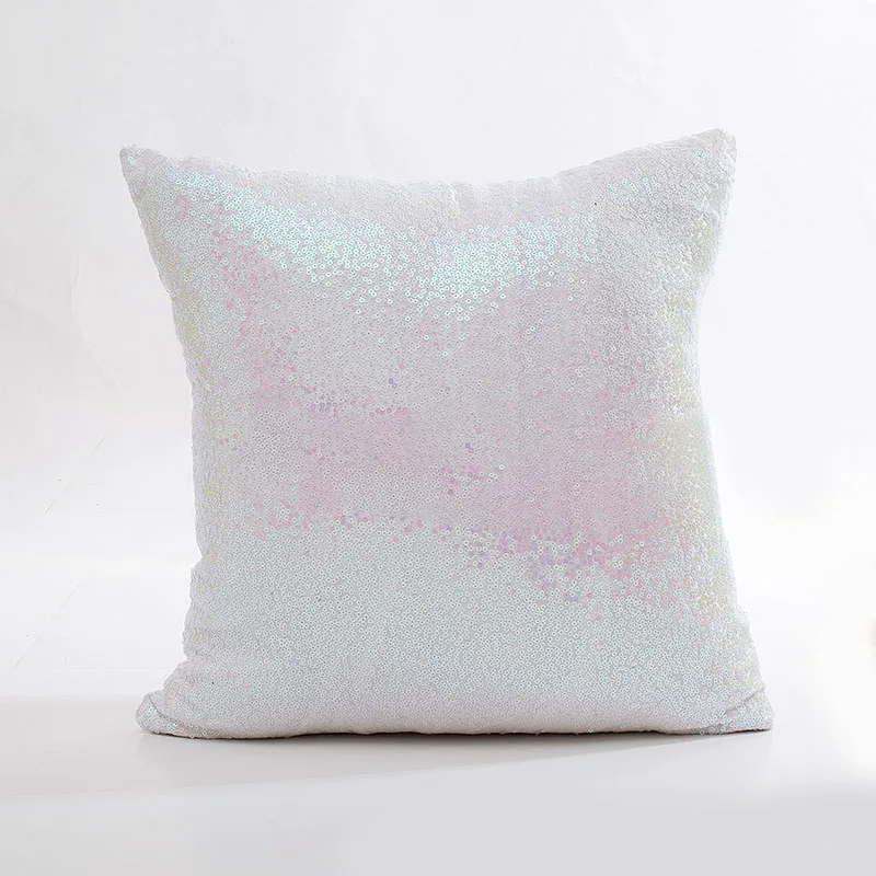 Однотонный Блестящий серебряный украшенная сияющими блестками Подушка Чехол