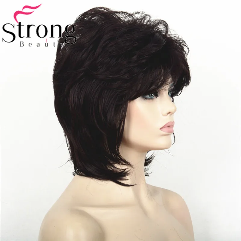 StrongBeauty короткий пушистый слоистый светильник коричневый высокий светильник ed Классический колпачок полный синтетический парик женские волосы парики