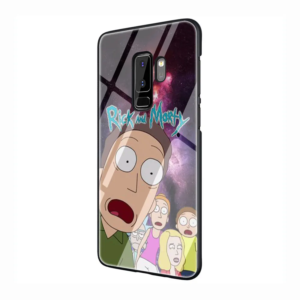 G11 Рик и Морти забавные закаленное Стекло TPU черный чехол для Galaxy S7 край S8 S9 плюс S10 Note 8, 9, 10, A10 20 30 40 50 60 70 - Цвет: G11