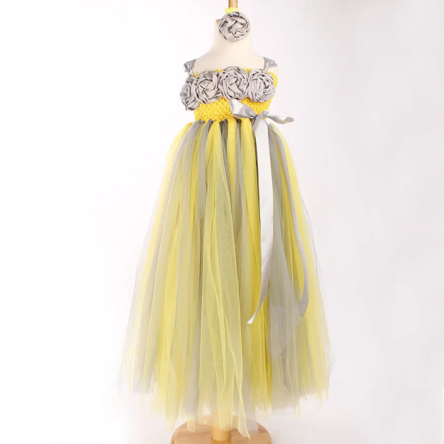 Платье принцессы из тюля с цветами для девочек детское платье-пачка ручной