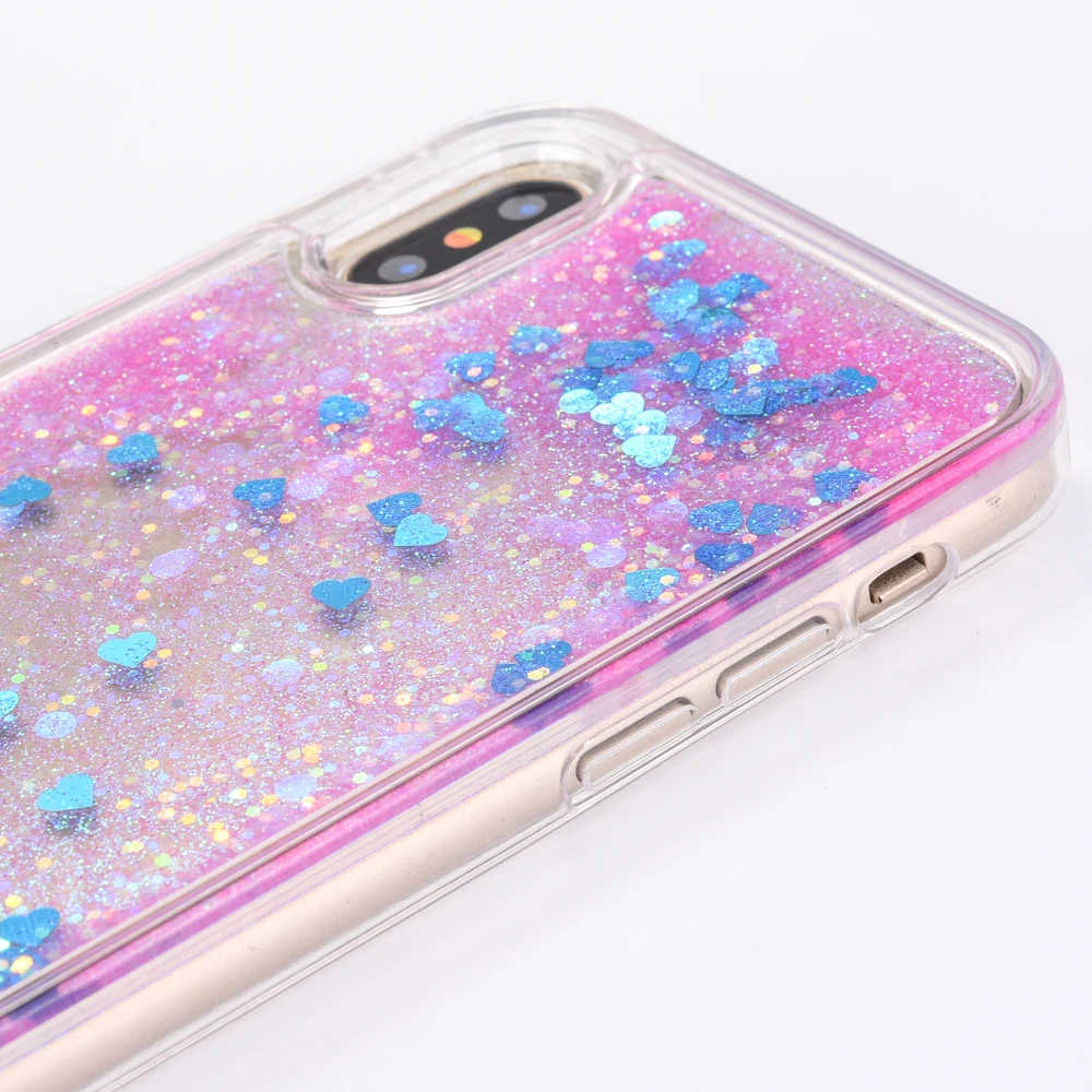 Жидкий жесткий пластиковый чехол с сердечком + мягкий из ТПУ для Iphone XS MAX XR X 8 7 6 6S