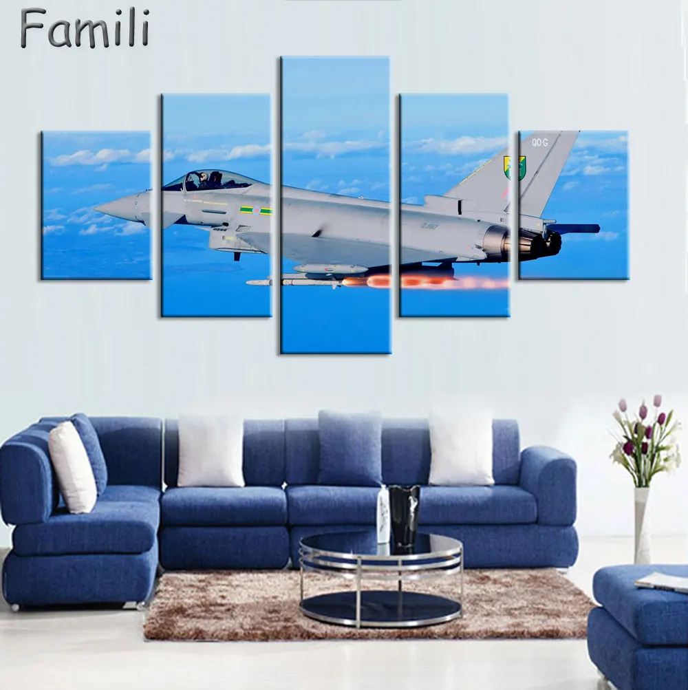 5 картин современный Печатный самолет истребитель Картина на холсте Боевая