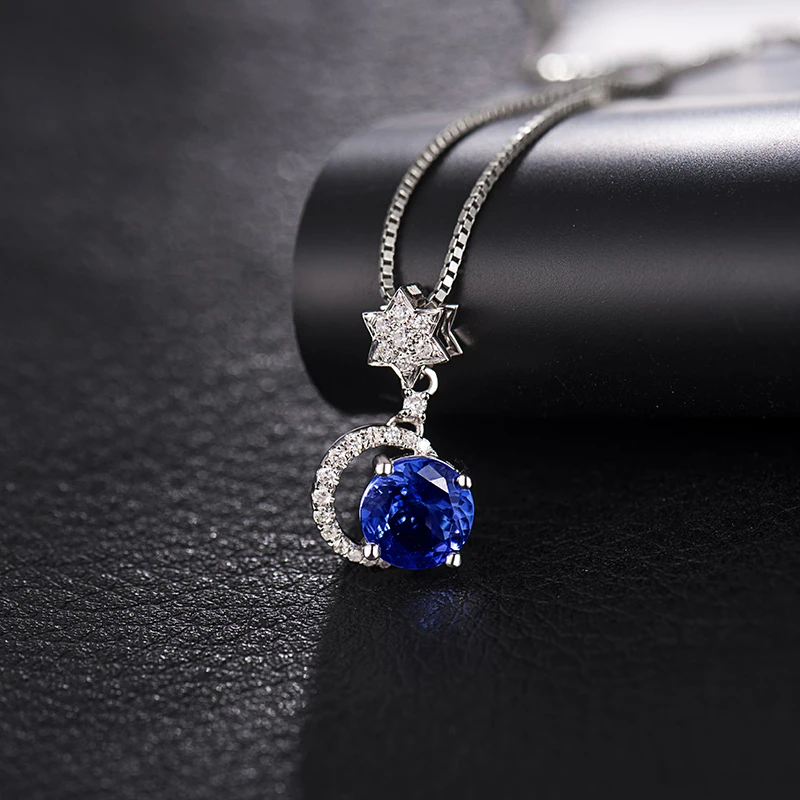 LOVERJEWELRY Твердое 14K белое золото бриллиант натуральная синяя Подвеска из танзанита