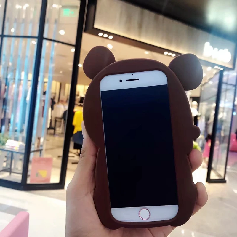 3D мультяшный Мягкий силиконовый чехол для Iphone X 8 7 Plus 6 6S плюшевый мишка модный
