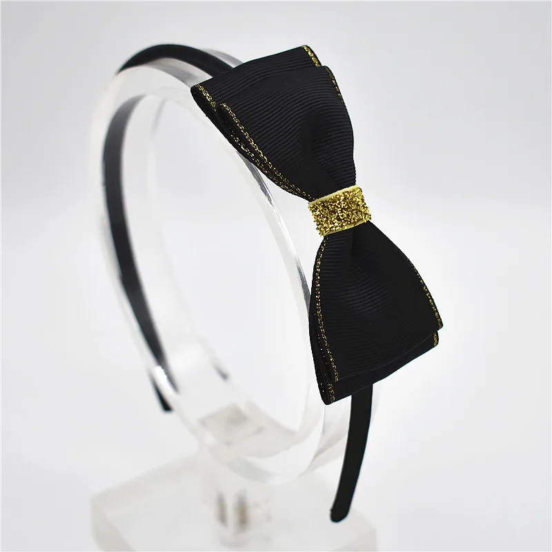 Черный Модные пномпенггрогрен grosgrain ленты ободки для волос с бантом девушка резинки для волос диадемы для девочек - Цвет: Черный