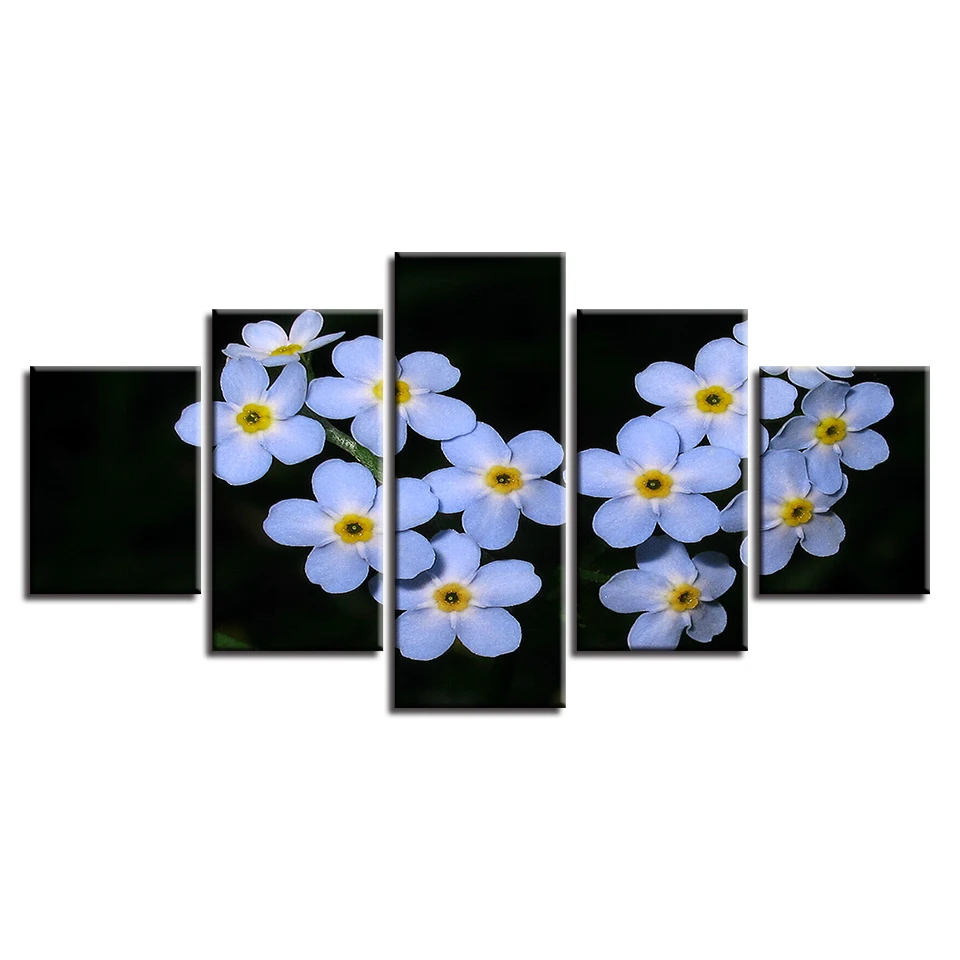 Декор для гостиной современные картины рамки 5 шт. синие цветы плакат Модульная
