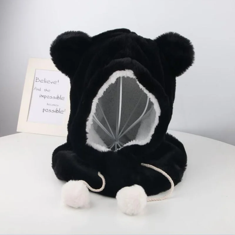 2019 модная зимняя женская плюшевая шапка с милым медведем теплые шапки уличные