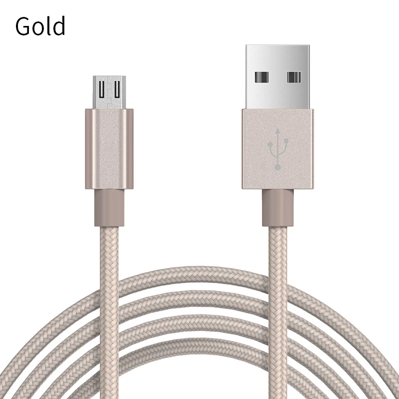 Micro USB кабель, AIFFECT 2.4A нейлоновый Плетеный 2 м Быстрая зарядка мобильный телефон USB зарядное устройство кабель для samsung/Xiaomi/LG/huawei/Meizu - Цвет: Золотой