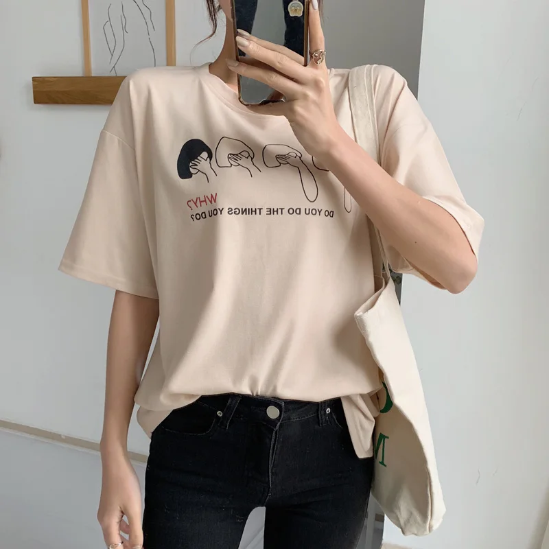 Женская футболка с короткими рукавами Топы И Футболки милая девушка новинка 2019