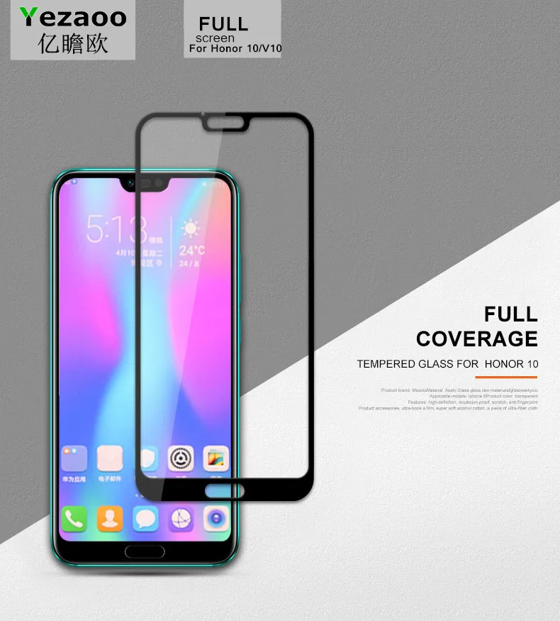 Yezaoo 5D полное покрытие экрана Защитная пленка для huawei Honor 10 lite 9 8 6X 7X 8X View 9 10 телефон закаленное стекло huawei Nova 3 3I