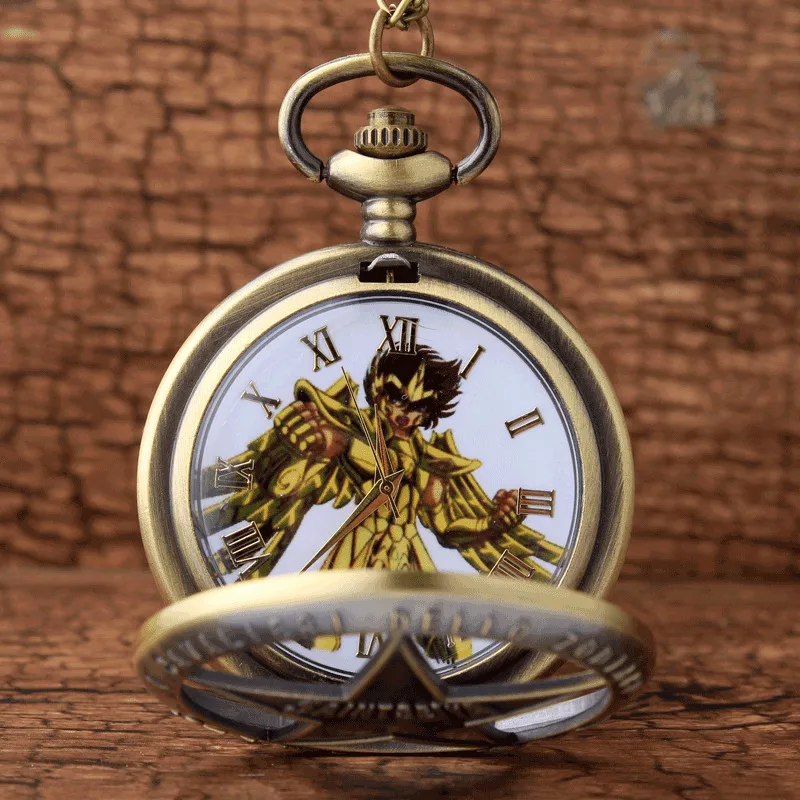 Винтажные карманные часы унисекс Saint Seiya кварцевые с цепочкой и подарок