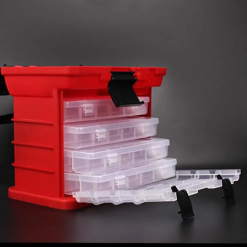 

26x15x25cm 4 Layer Portable Carp Fishing Tackle Box Fishing Lure Bait Hook Reel Line Tool Fishing Accessories Storage Box Case