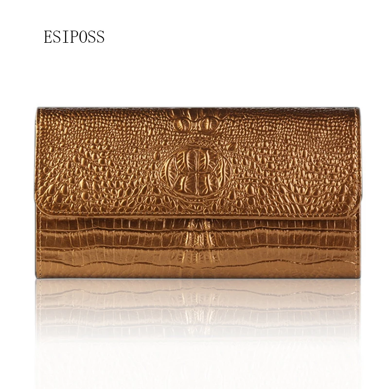 Кошелек из лакированной кожи с узором Крокодила Женский кошелек клатч