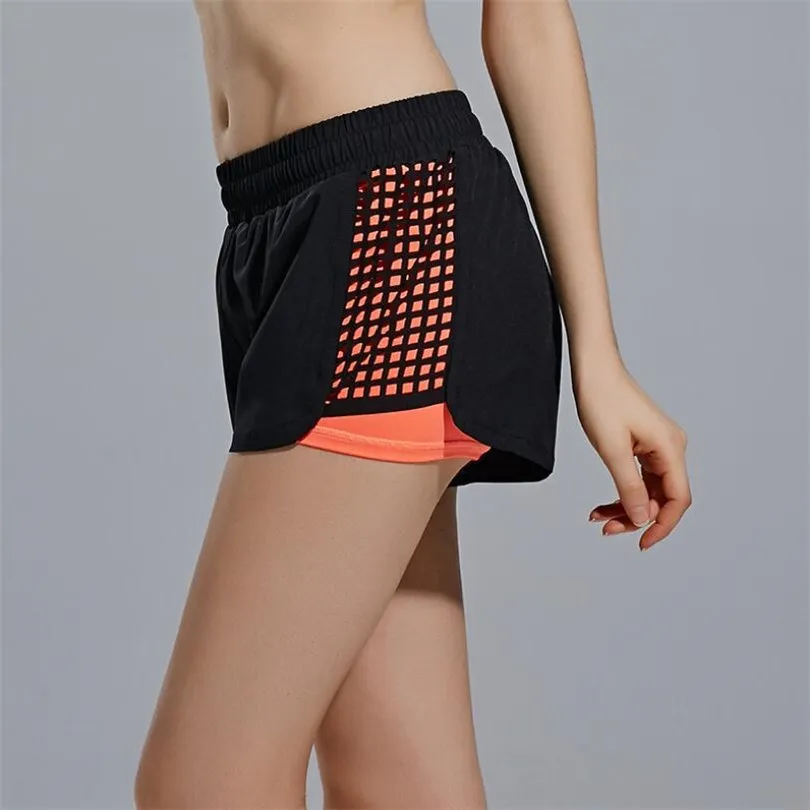 

DICHSKI 2 In 1 Sports Runing Shorts Women Yoga Shorts Push Hips Sexy Middle Waisted Gym Fitness Elastic Quick Dry Running Shorts