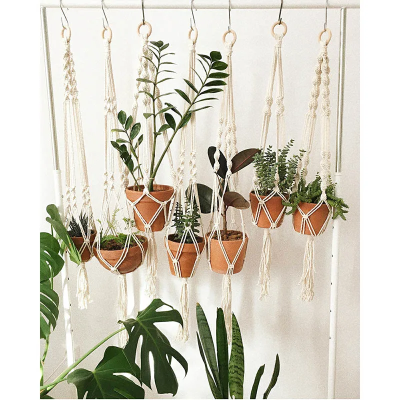 Скандинавский цветочный горшок сетчатый мешок Тканое Растение держатель