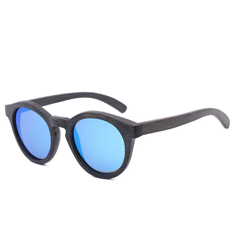 blue lens with case BerWer солнцезащитные очки черный бамбук Для мужчин поляризованные моды солнцезащитные очки оригинальные деревянные Óculos де masculino sol с Кольца для вышивки случае - Цвет линз: blue lens with case