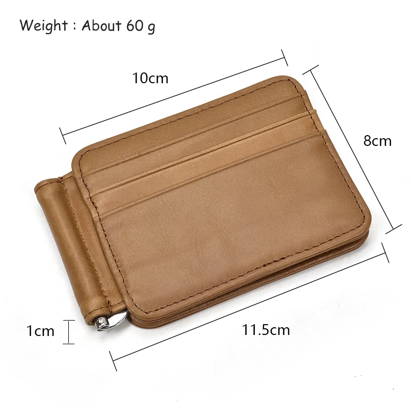Короткий кошелек из натуральной кожи для мужчин и женщин с зажимом денег