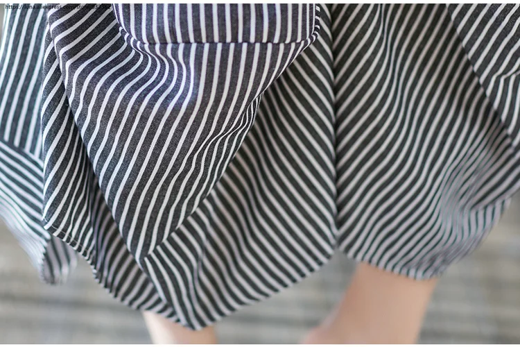 Асимметричная Свободная Женская юбка в полоску стиле ретро с большим карманом