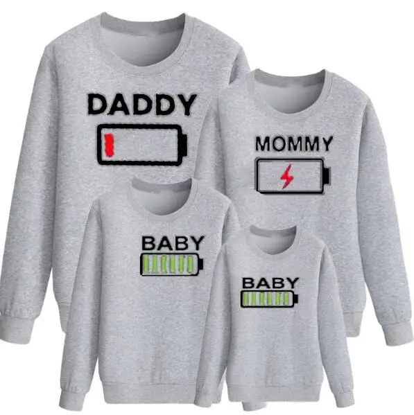 Long sleeve gray Осенняя Одинаковая одежда для семьи, одежда для мамы и дочки, футболка для папы и сына, футболка с длинными рукавами и принтом, креативная футболка для всей семьи - Цвет: Long sleeve gray