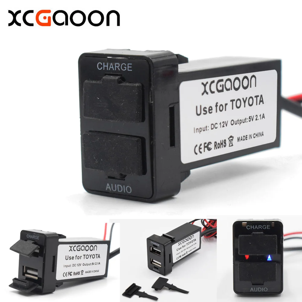 

XCGaoon Special 5V 2.1A Автомобильный USB интерфейс розетка зарядное устройство адаптер и USB аудио разъем использовать для TOYOTA Corolla Auris Avensis RAV4