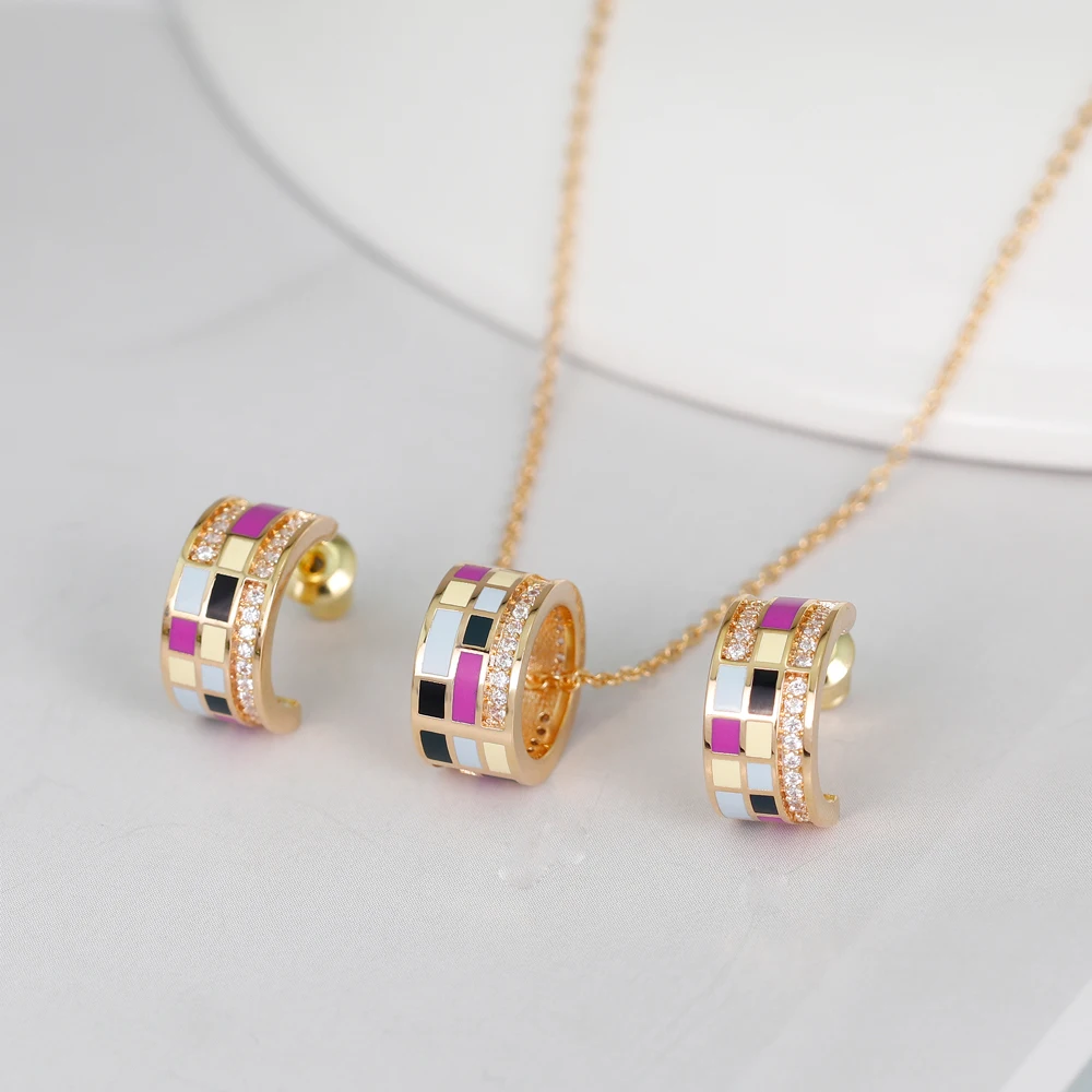 Элегантный Для женщин Sparkly Циркон Цепочки и ожерелья серьги с камнями набор