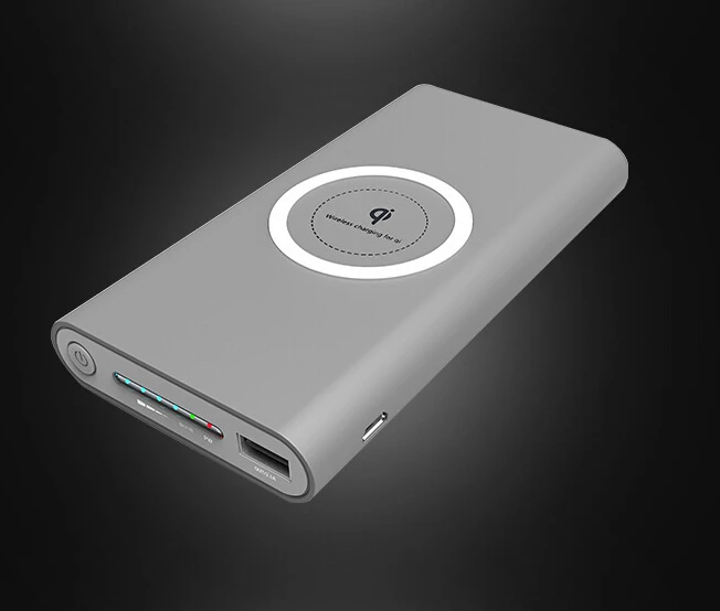 Grey 10000 мАч универсальный портативный внешний аккумулятор Qi Беспроводное зарядное устройство для iPhone samsung S6 S7 S8 внешний аккумулятор для мобильного телефона Беспроводное зарядное устройство - Цвет: Grey
