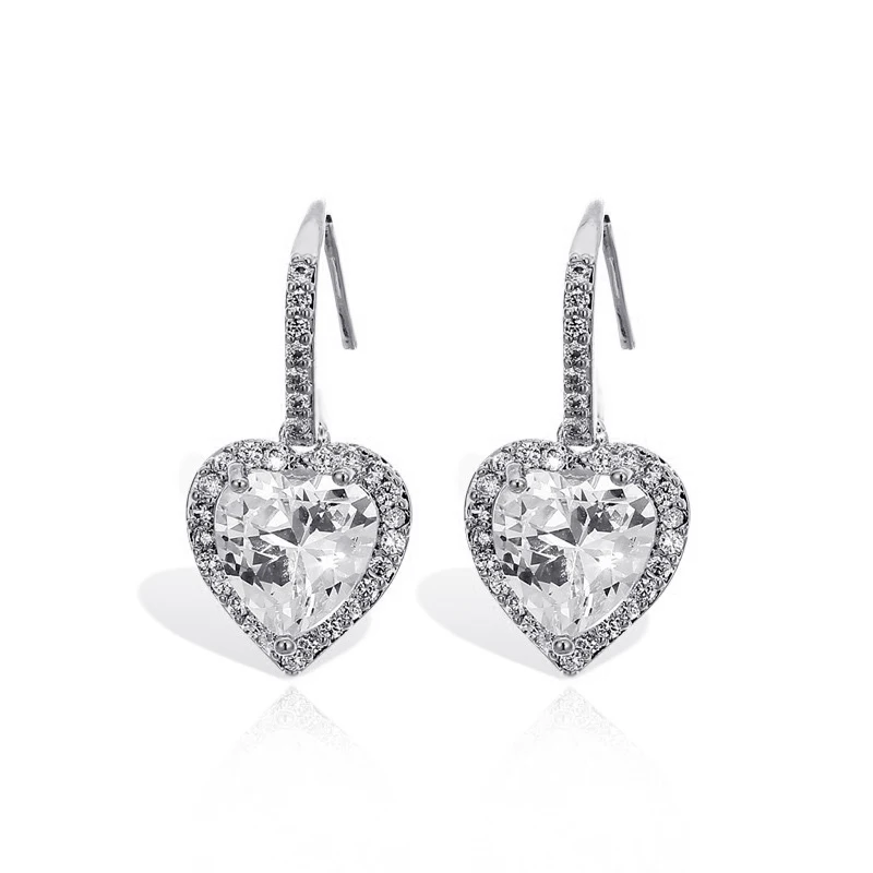 silver heart Изящные серьги в форме звезды из кубического циркония, Модные женские ювелирные изделия, Золотые Серебряные серьги с пятиконечной звездой и кристаллами, висячие серьги, вечерние ювелирные изделия - Окраска металла: silver heart