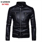 Модные кожаные куртки на молнии для мужчин 2021, зимняя мотоциклетная куртка-бомбер, Мужская ветровка в стиле стимпанк, байкерское пальто