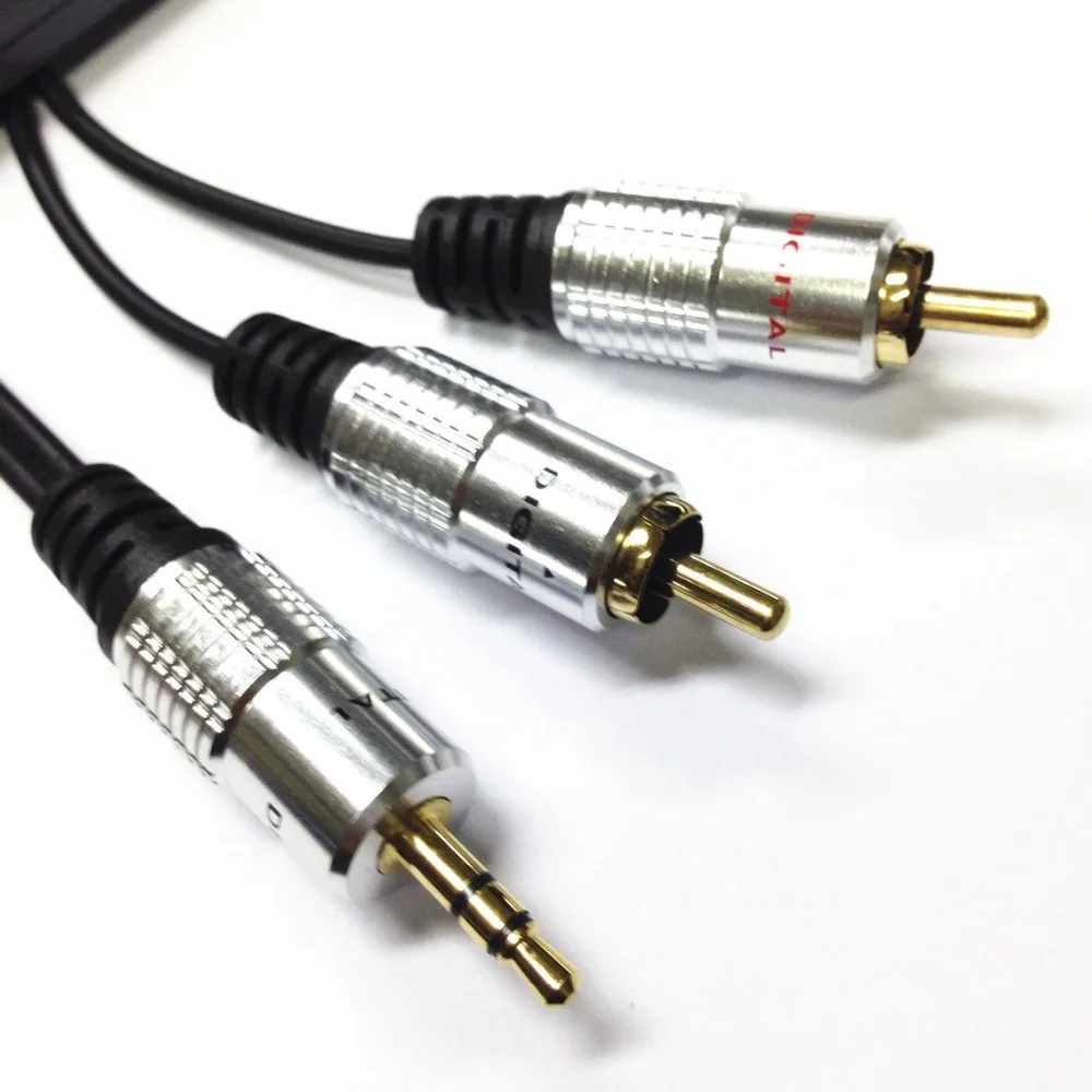 Аудио кабель с алюминиевой головкой 3 5 мм 1in 2 RCA аудио линия для компьютера