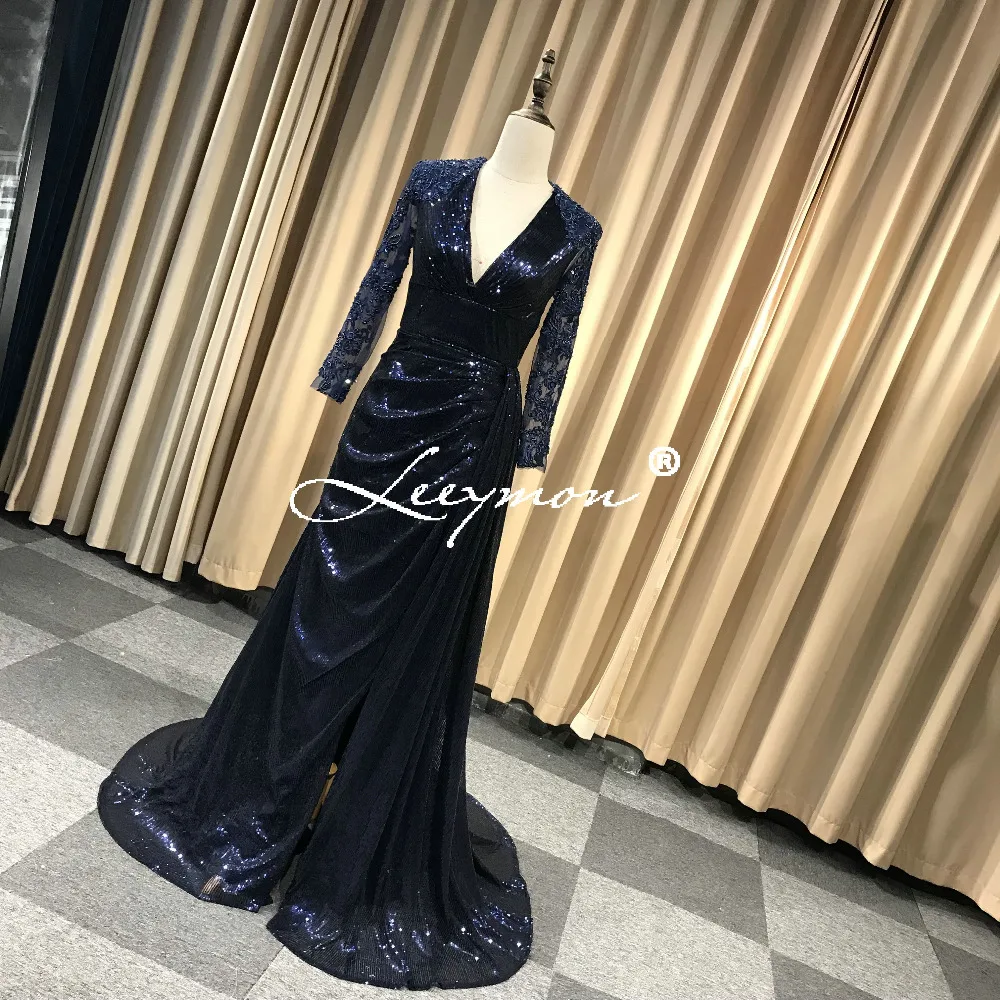 Leeymon На Заказ Темно-Русалка Блесток Вечернее Платье Старинные Vestido De Festa Длинное