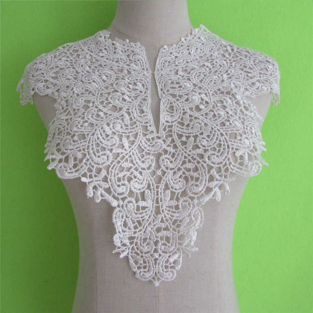 Новинка модный стиль 1 шт. вышивка из 100% полиэстера черный кружевной воротник