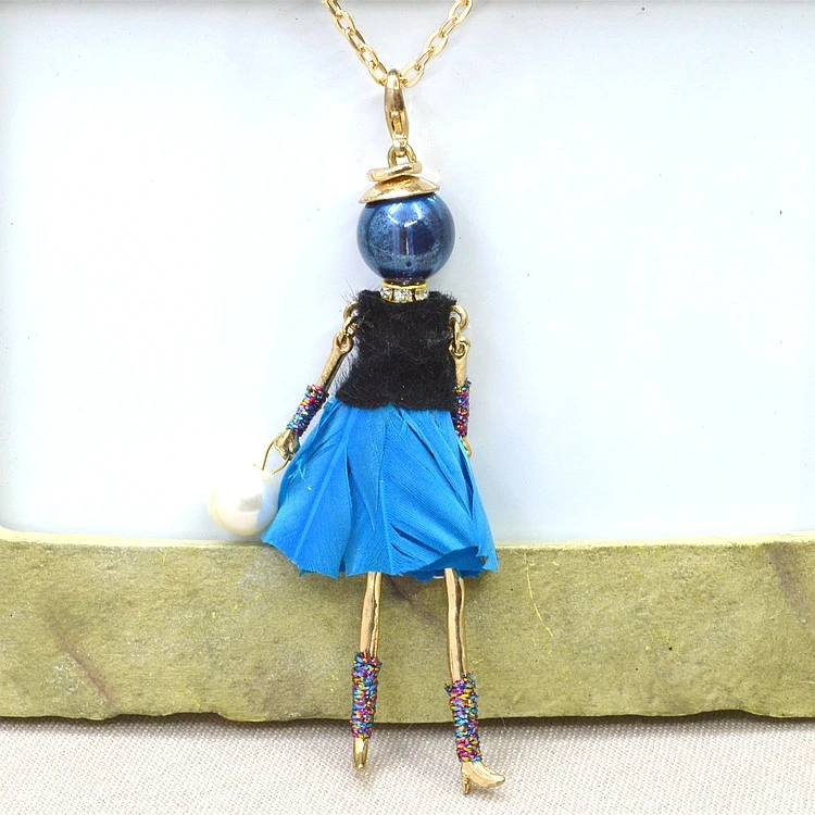 2015 Весна Горячая распродажа! Милое милое платье с перьями Кукольное ожерелье