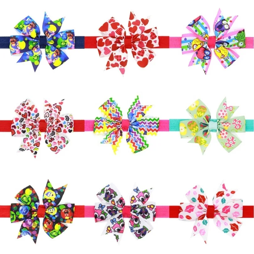 1 шт. детский обруч для волос с бантом цветочным узором|ribbon hair band|children hairhair band |