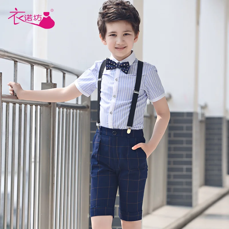 Детский синий костюм с короткими рукавами новые модели смокингов для жениха 2