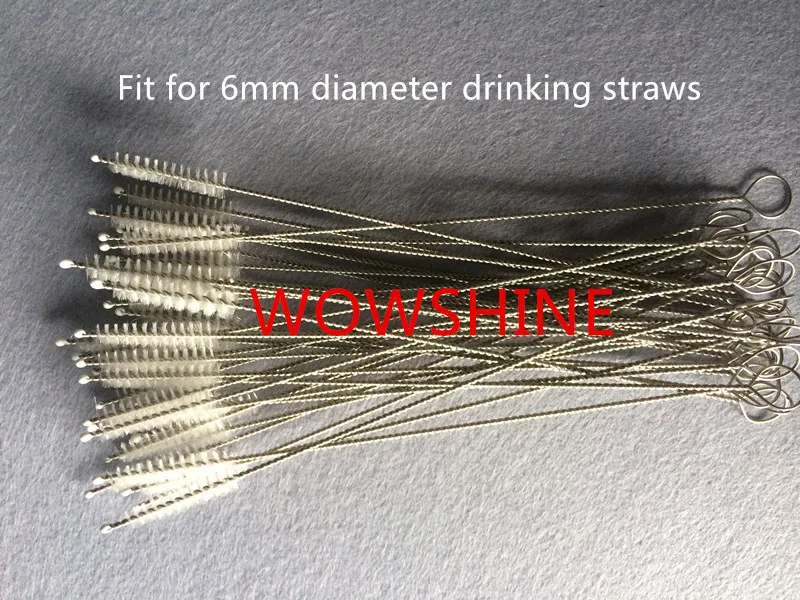 Free shipping 100pcs/lot Straw brush nylon catheter stainless steel straw 17.5cm fit for 5mm or 6mm diameter straws | Дом и сад