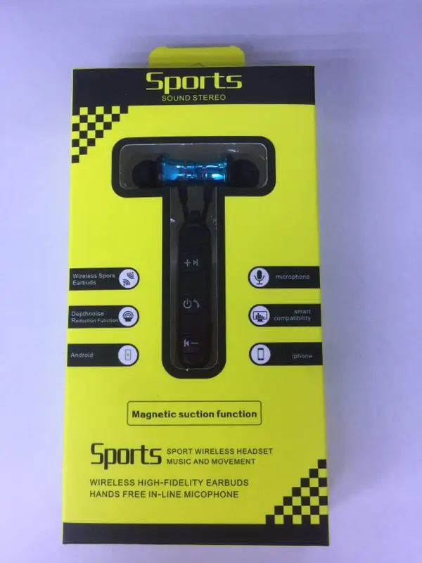 Blue with Box Bluetooth наушники стерео наушники беспроводные наушники супер бас наушник для Xiaomi iphone 5 6 6s 7 магнитные наушники - Цвет: Blue with Box