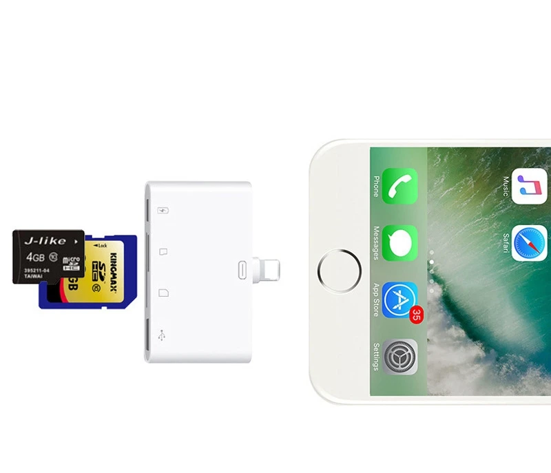 4в1 OTG кард-ридер iOS Телефон SD TF карта памяти ПИСАТЕЛЬ USB 2,0 Комплект для подключения камеры Адаптер для iPhone X XS MAX XR 6 7 8 iPad