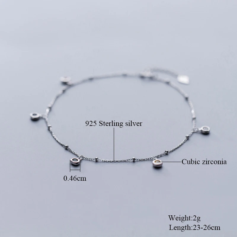 Простой Дизайн Польский Круглый Шарм 925 Стерлинговое Серебро ножной браслет для
