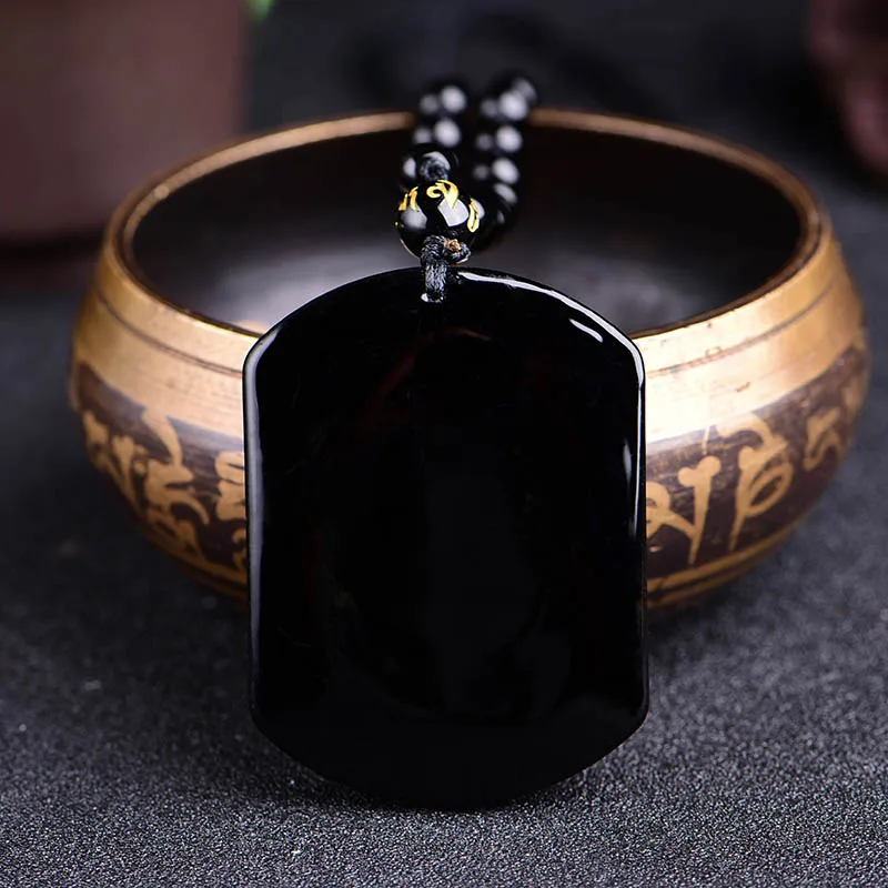 Перевозка груза падения черный обсидиан ожерелье с волком вырезка Волчья Голова