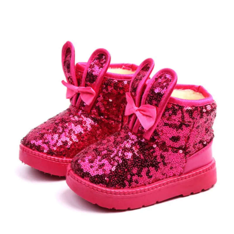 2019 г. ботинки для маленьких девочек теплые с милым кроликом зимняя обувь размер 24