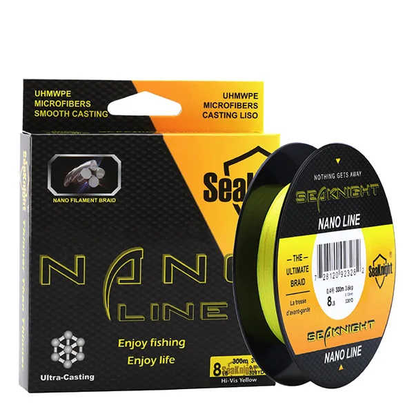 SeaKnight NANO 300 м ПЭ плетеные рыболовные лески 4 нити 0,07-0,12 мм сильная плетеная леска для морской/пресной воды 4 фунта 6 фунтов 8 фунтов 10 фунтов - Цвет: Цвет: желтый