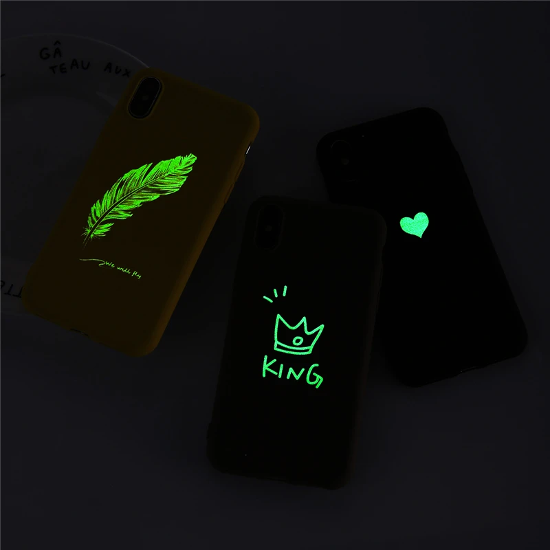 USLION мягкий термополиуретановый светящийся чехол для телефона s для iPhone 7 8 6s Plus, светящийся Ультратонкий чехол для пары, чехол с сердечком для iPhone 11 Pro 7Plus
