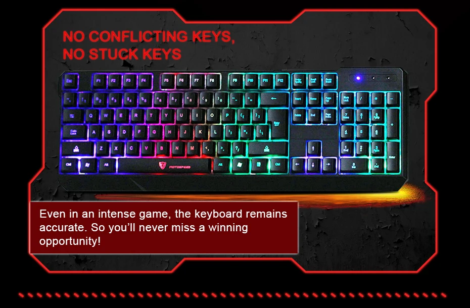 MOTOSPEED, 104 клавиш, USB Проводная профессиональная игровая клавиатура с 7 цветами, светодиодный, с подсветкой, игровая для киберспорта, клавиатура для ПК, настольный компьютер