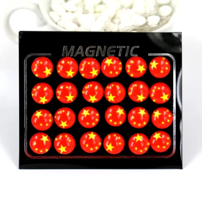 Chinese flag 12pairs С Фабрики Напрямую модные ювелирные изделия мультяшный стеклянный низ симпатичный магнит серьги-гвоздики 12 пар/лот - Окраска металла: Chinese flag 12pairs